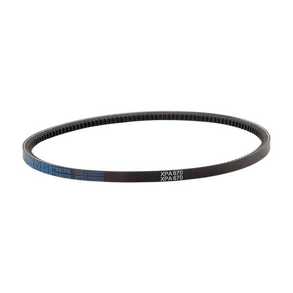 D&D XPA670 Cogged, Metric V-Belt, 670mm Outside Length, 13 mm Top Width, 10 mm Thickness, 1 Ribs XPA670 - main